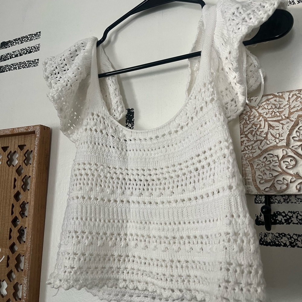 Elegant White Crochet Top sincerely Jules